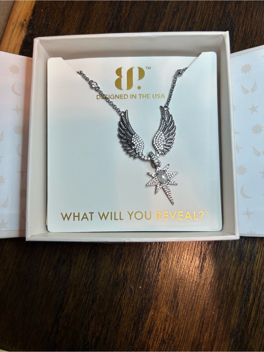 Bomb Party Winged Star Pendant Necklace in Hematite